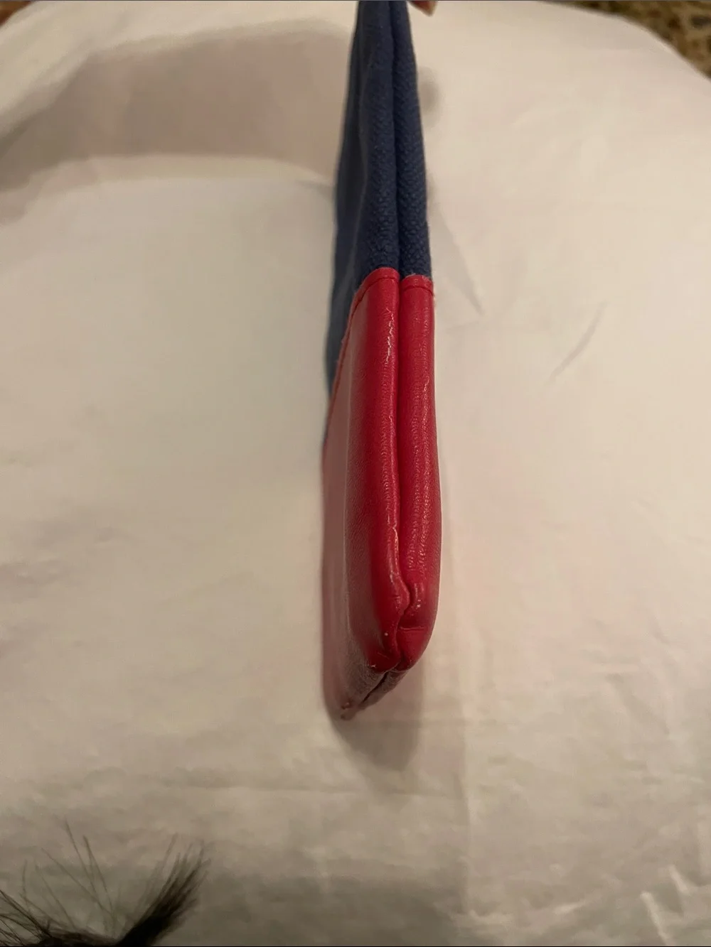 Le Specs Navy and Red Canvas Faux-Leather Pouch — Case Only